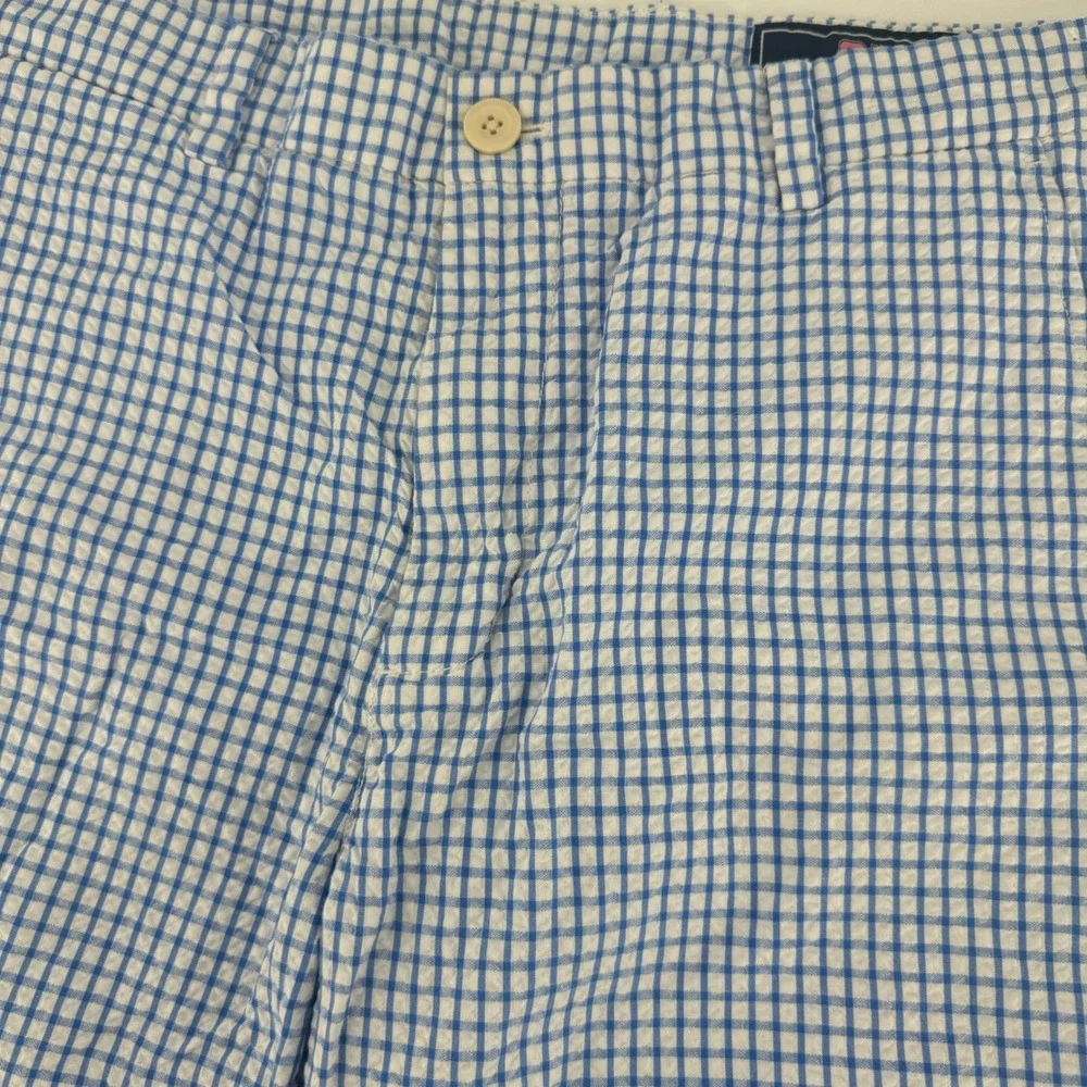 Vineyard Vines Mens 33 Gingham Seersucker Breaker Shorts Blue White Cotton
